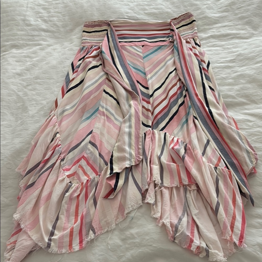 Boho Umgee Pastel Striped mixed length Midi Skirt